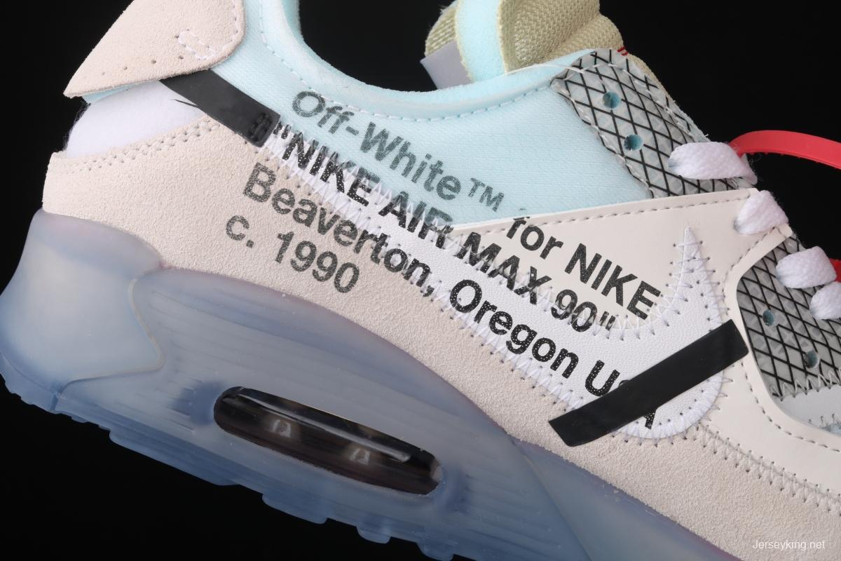 OFF-White x NIKE Air Max 90 OW joint limited edition classic air cushion running shoes AA7293-100