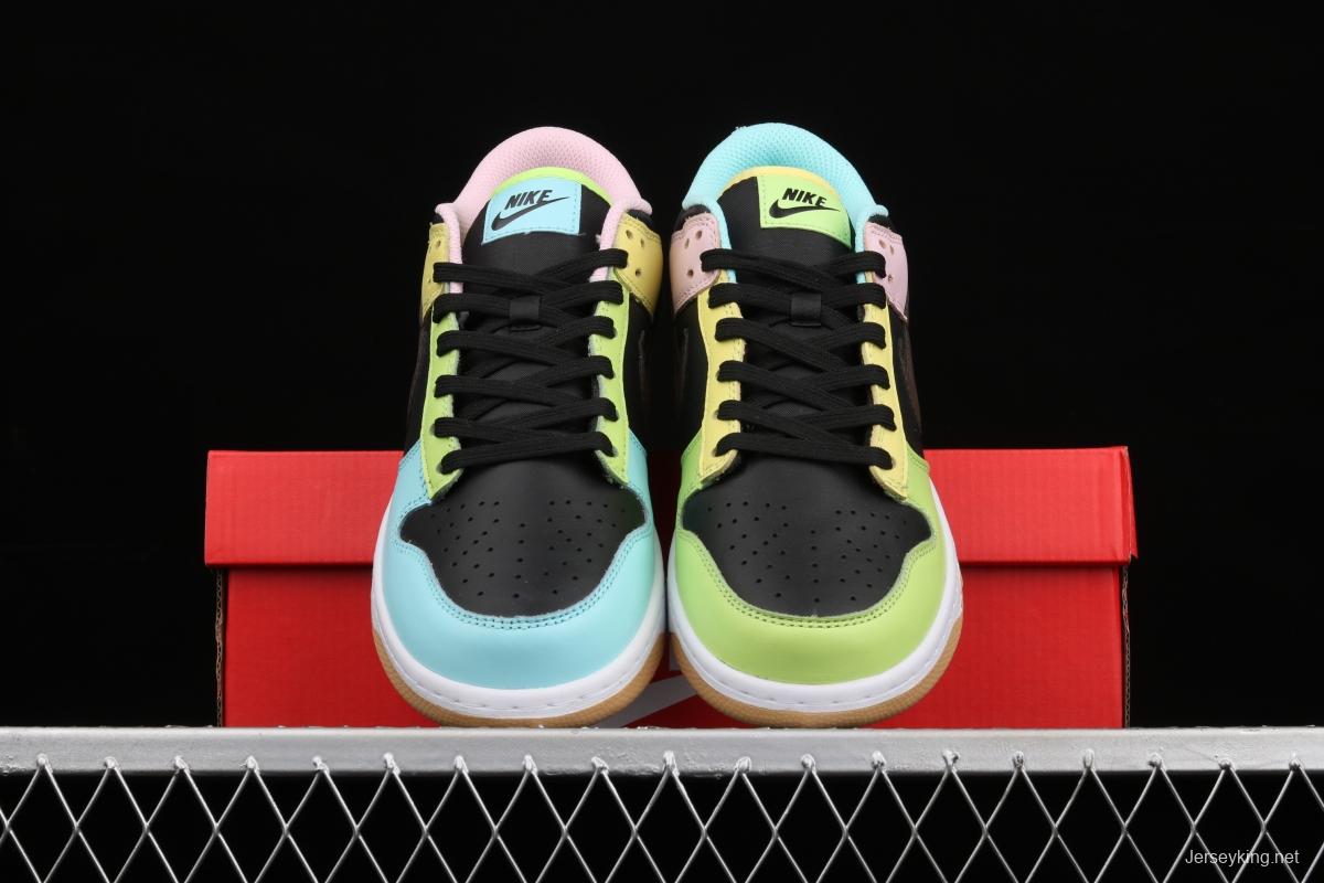 NIKE DUNK Low Free 99 SB buckle backboard black, blue and yellow color spliced mandarin duck DH0952-001