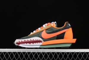 BAPE Shark Mouth x Sacai x NIKE LVD Waffle Daybreak co-signed catwalk style double hook Swoosh running shoes BV0073-007