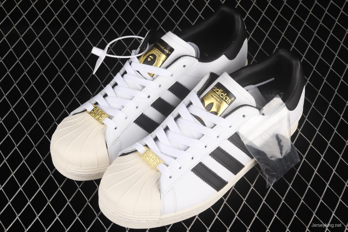 BAPE x Adidas Superstar 80s GZ8980 Darth ape-man co-named shell full head casual board shoes