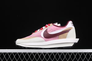 Sacai x NIKE LVD Waffle Daybreak co-signed catwalk style net gauze leather splicing double hook Swoosh running shoes BV0073-700