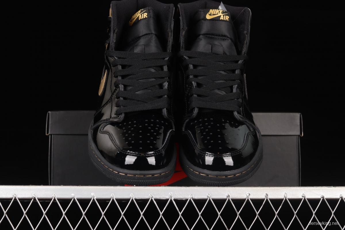 Air Jordan 1 High OG Metallic Gold black gold lacquered leather 555088-032