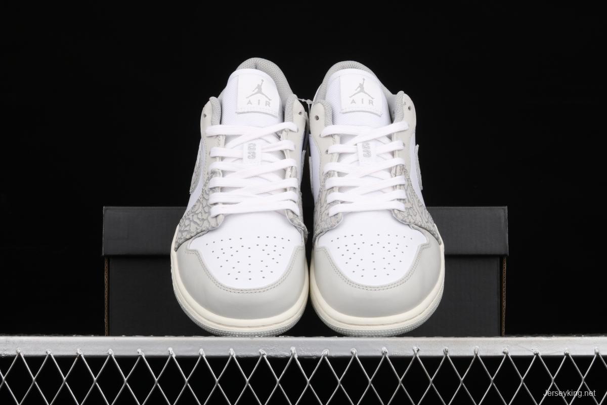 Air Jordan 1 Low Prm Elephant Print low side white ash explosion crack DH4269-100