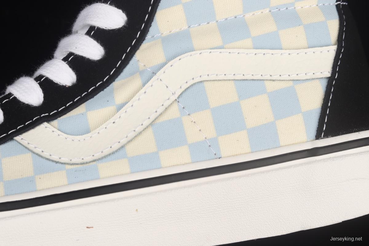 Vans SK8-Hi cream blue checkerboard high upper shoes VN0003CAI8C