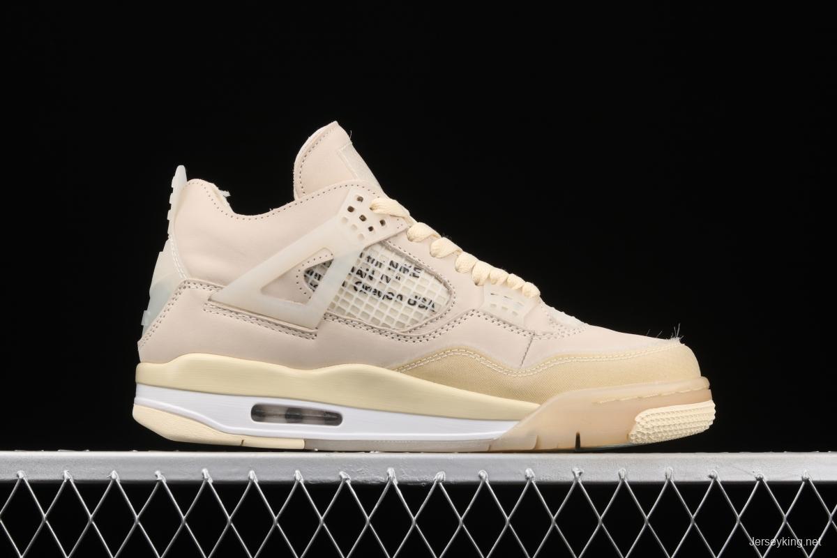 OFF-White x Air Jordan 4 Retro Cream/Sail help retro leisure sports culture basketball shoes CV9388-100