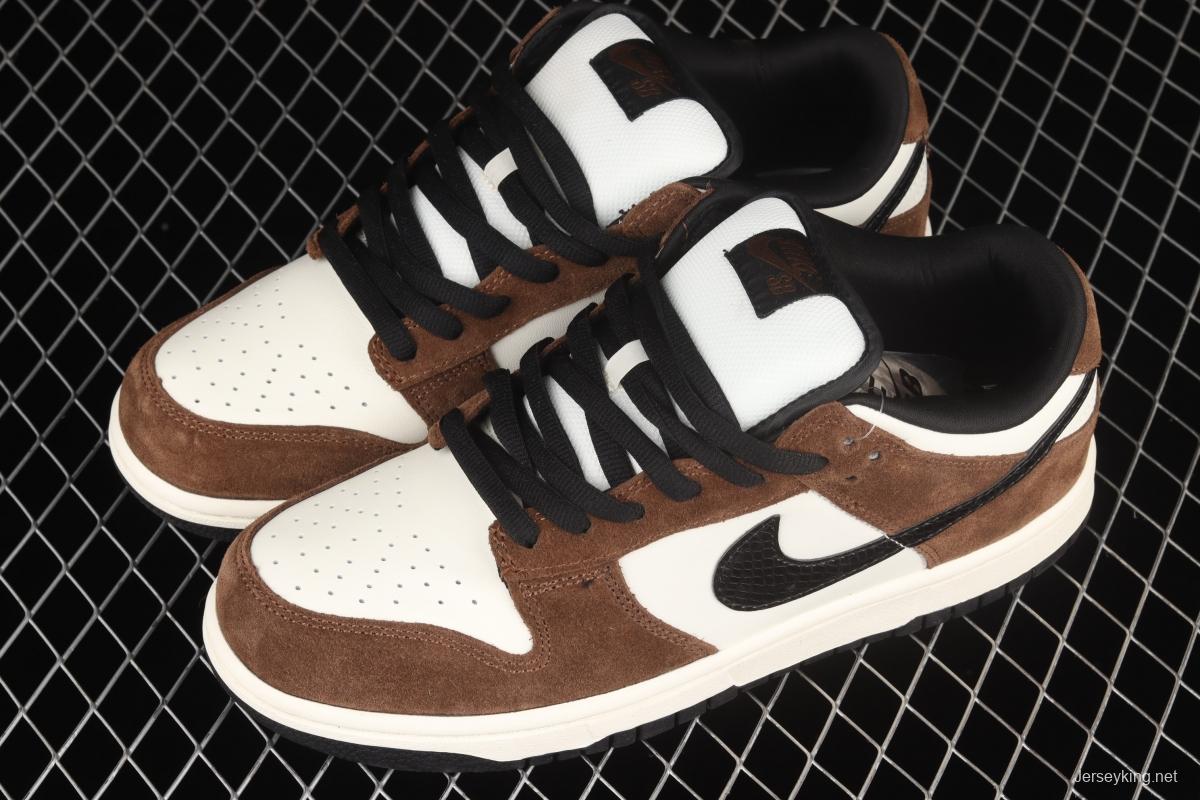 NIKE SB DUNK Low Pro Trail End Brown turn hair brown, white and black snake pattern dunk series low side leisure sports skateboard shoes 304292-102