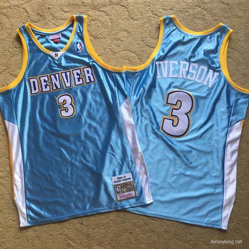 Men's Allen Iverson Sky Blue Retro Classic Team Jersey