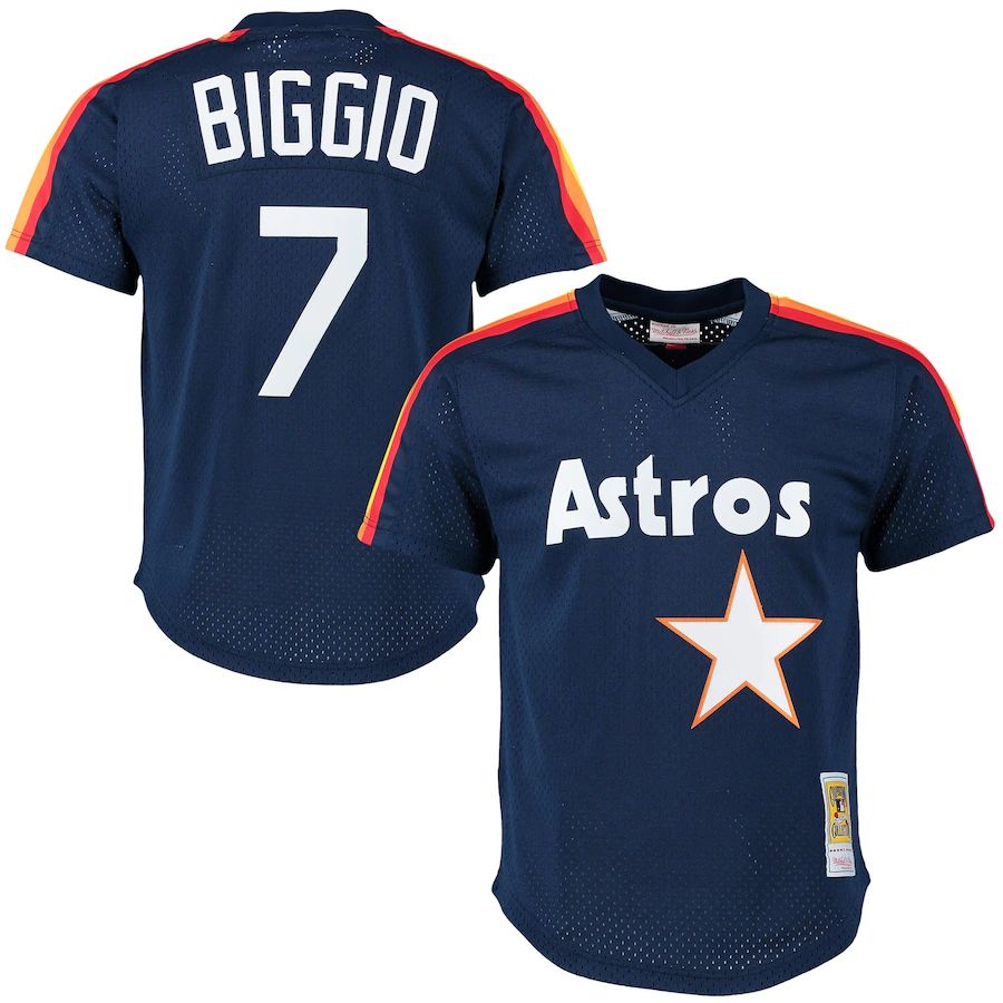 Men's Craig Biggio Navy Cooperstown Mesh Batting Practice Throwback Jersey