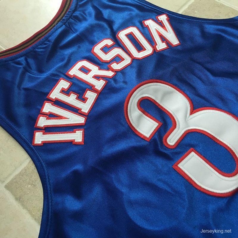 Men's Allen Iverson Blue Retro Classic Team Jersey