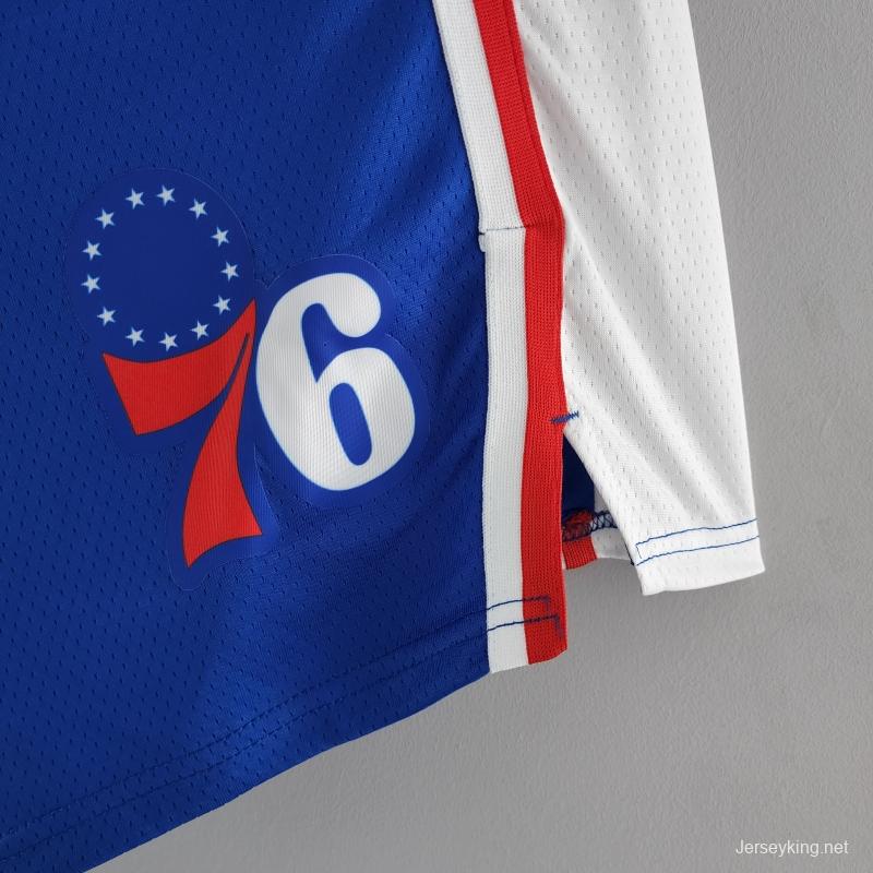 75th Anniversary Philadelphia 76ers NBA Shorts Blue White