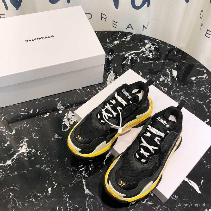 Men/Women Balenciaga Triple S Sneaker Black/Yellow