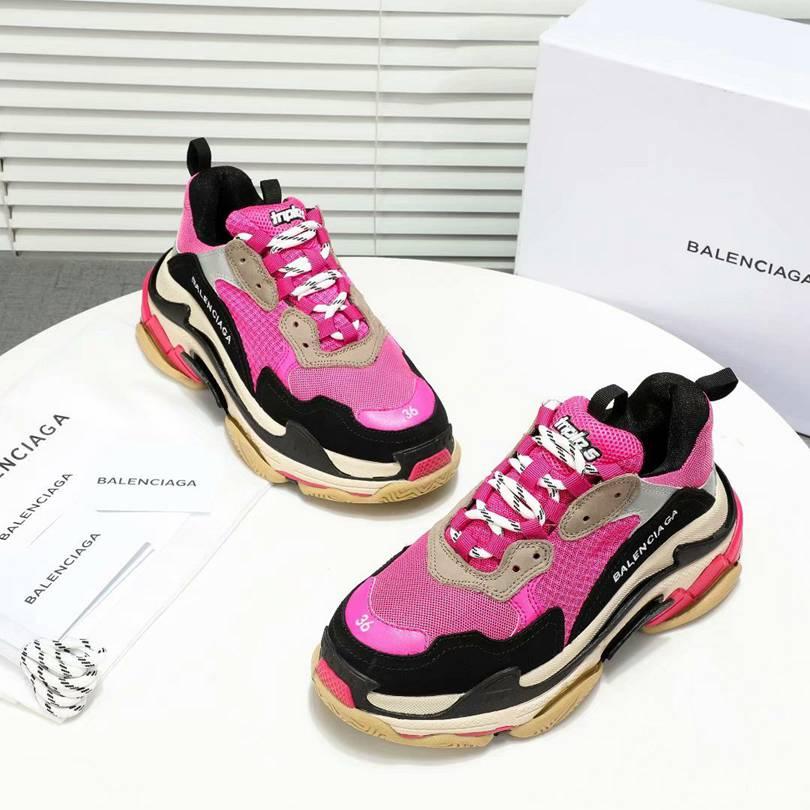 Men/Women Balenciaga Triple S Clear Sole Pink/Black Sneaker Item 6380340