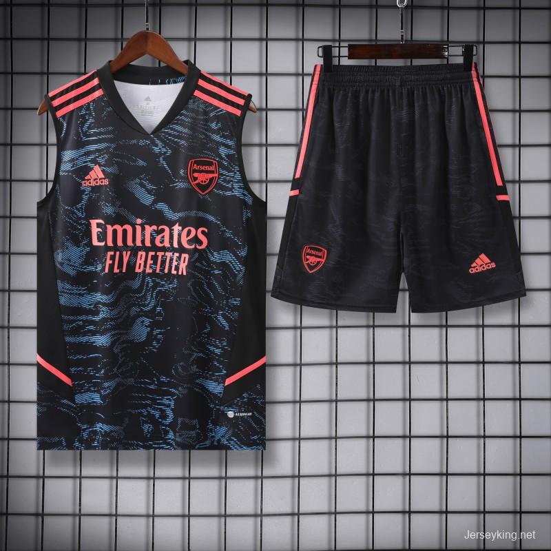 23-24 Arsenal Black Pattern Special Vest Jersey+Shorts