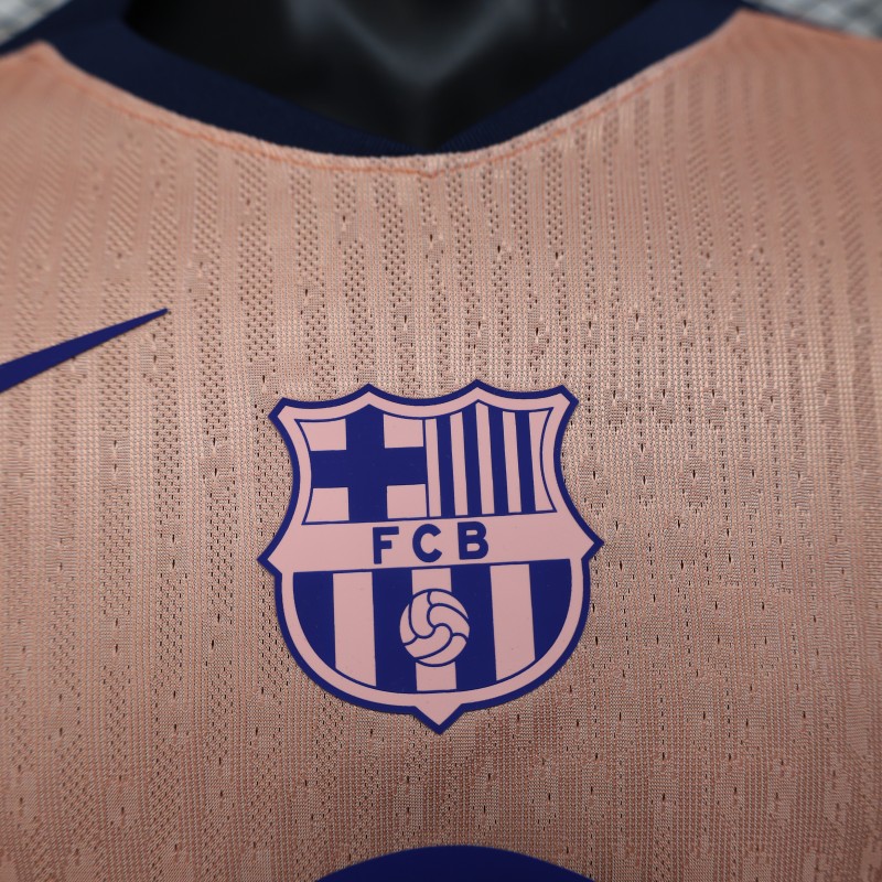 Player Version 25/26 FC Barcelona Pink 125Th Anniversary Jersey with Spotify Sponsor and Navy Blue Accents
