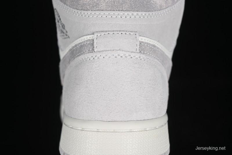 Nike Air Jordan 1 Mid AJ1 Basketball Shoes White Grey - FQ7720-002