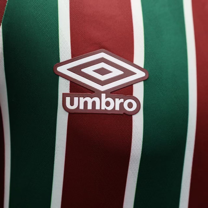 Player Version 25/26 Fluminense Green and Burgundy Vertical Striped with White Trim Jersey