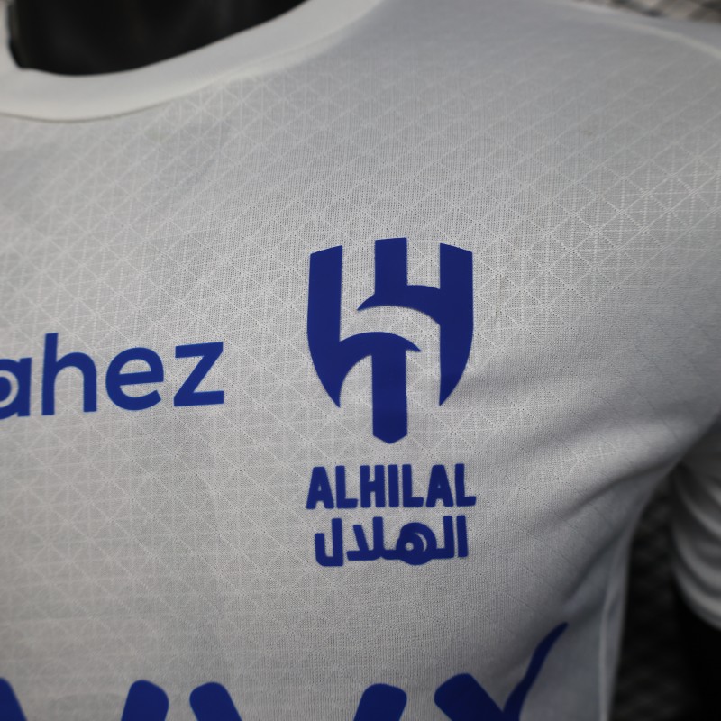 Player Version 25/26 Al-Hilal Away White with Blue Details and SAVVY Games Group Sponsor Jersey