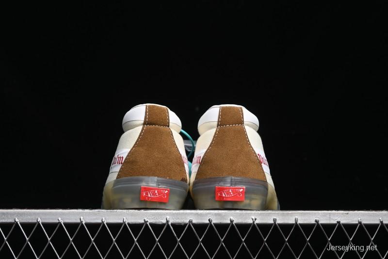 Palm Angels x Vans Sk8-Mid Collaboration Mid-Top Skate Shoes with Distressed Sole - VN000CRPGRN