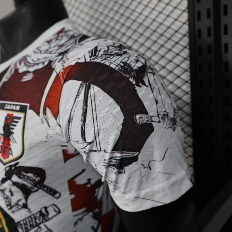 Player Version 2025 Japan White with One Piece Roronoa Zoro Character Jersey