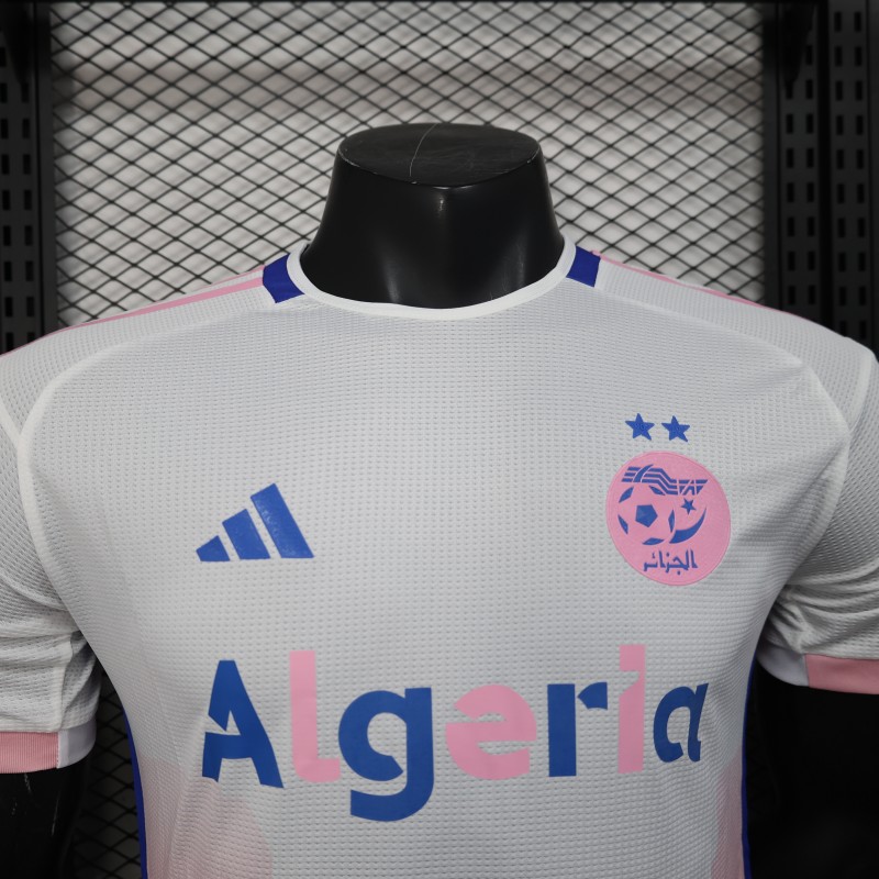 Player Version 2025 Algeria White-Pink with Country Map Design Jersey