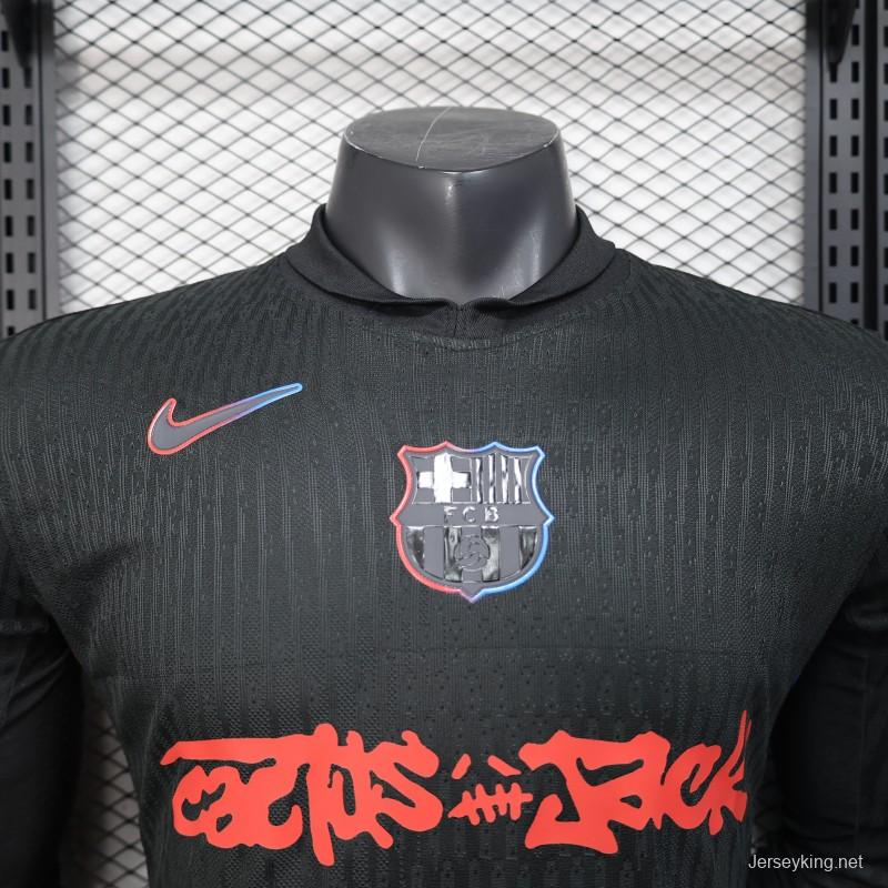 Player Version 24/25 Barcelona x Travis Scott Away Black Jersey With Red Sponsor