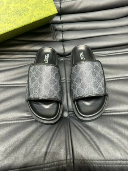 2024 Slippers Gucci Black Fabric Slippers MJ00200