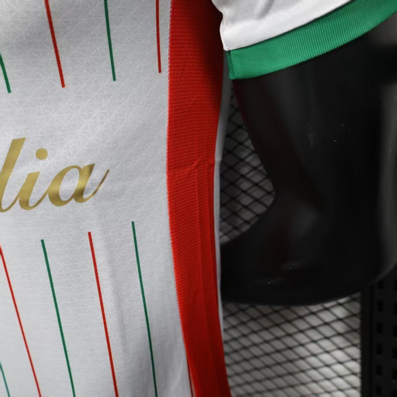 Player Version 2025 CD Palestina White with Red and Green Pinstripe Jersey