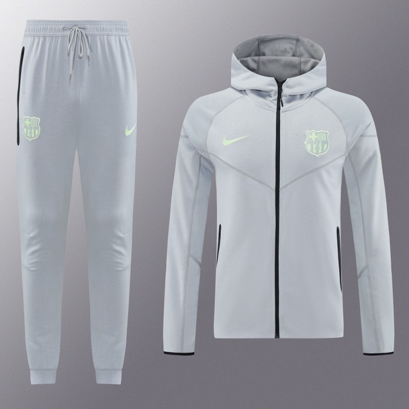 25/26 Barcelona Grey Full Zipper Hoodie Jacket +Long Pants