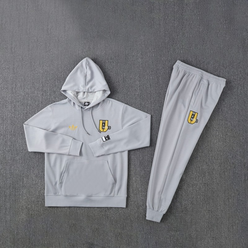 25/26 Manchester United Hooide Grey Full Zipper Jacket + Long Pants