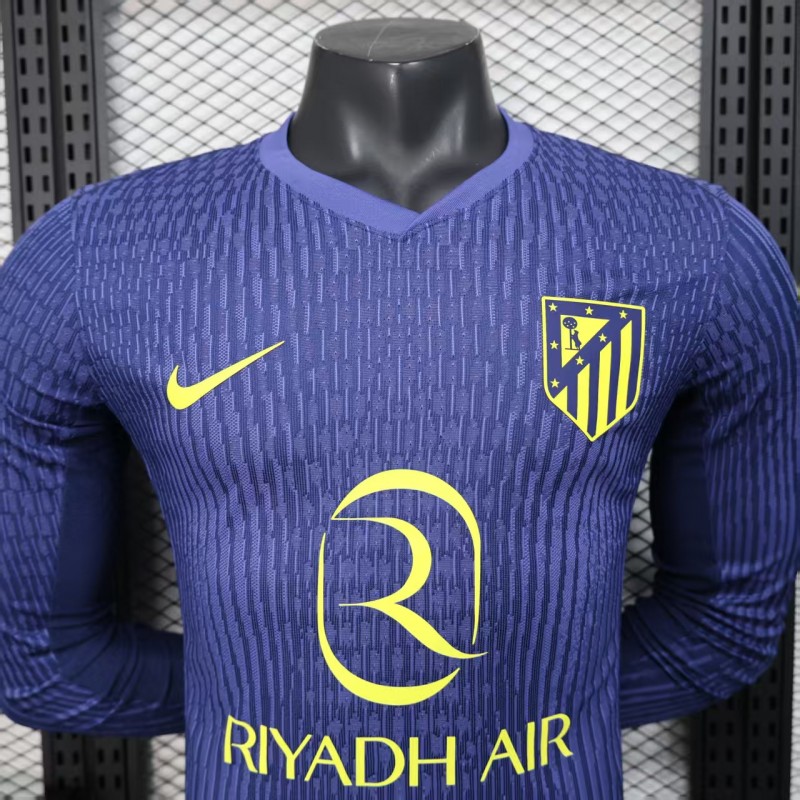 Player Version 25/26 Atletico Madrid Away Blue Long Sleeve Jersey