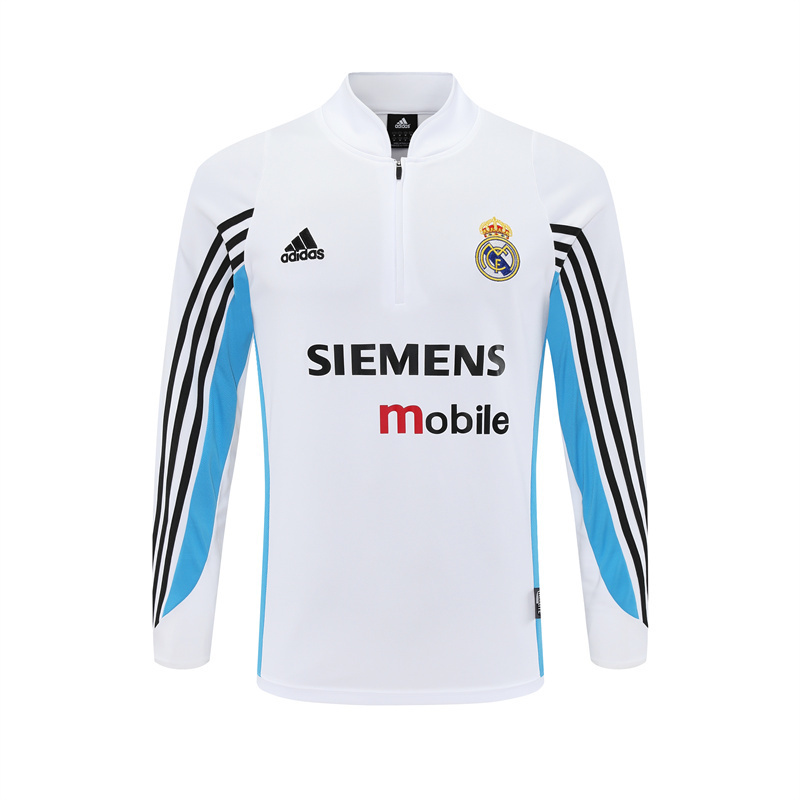 Retro 03/04 Real Madrid White Half Zipper Jacket