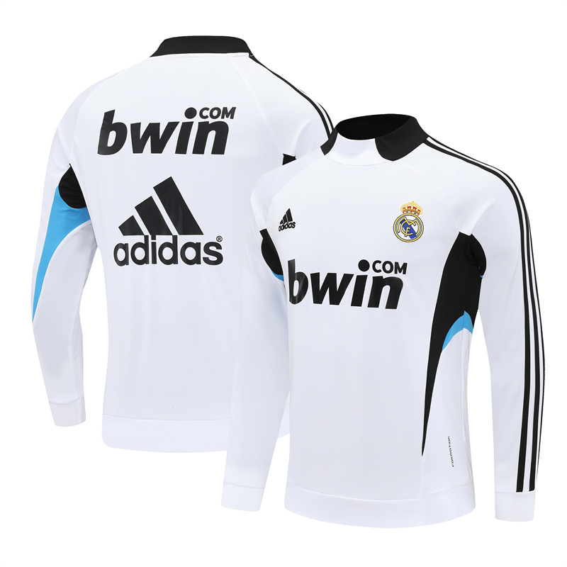 Retro 08/09 Real Madrid White Half Zipper Jacket