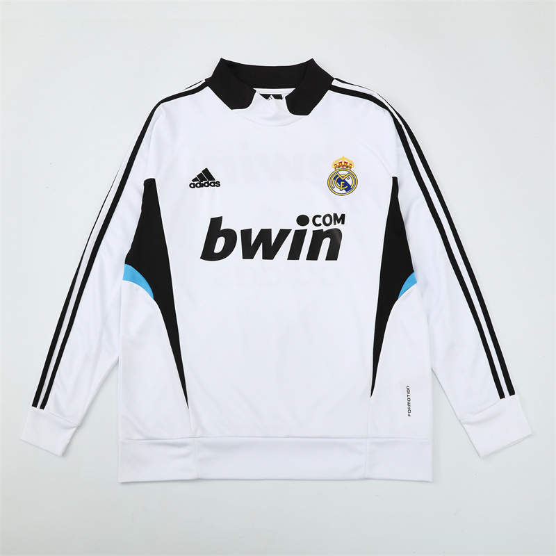 Retro 08/09 Real Madrid White Half Zipper Jacket