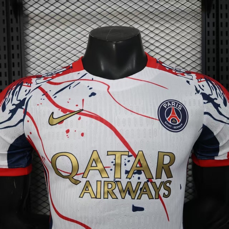 Player Version 25/26 PSG/Paris Saint-Germain White with Abstract Art Pattern Jersey