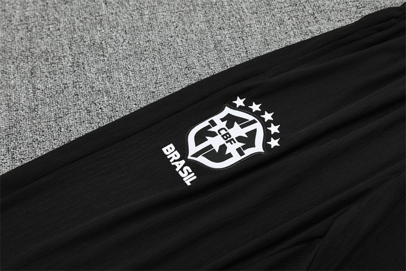 Player Version 25/26 Brazil Black Half Zipper Jacket+Long Pants