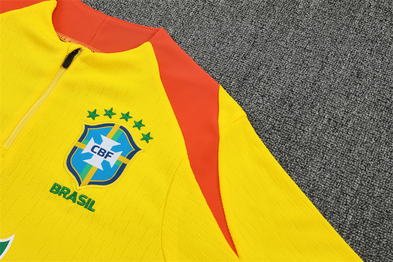 Player Version 25/26 Brazil Yellow Half Zipper Jacket+Long Pants