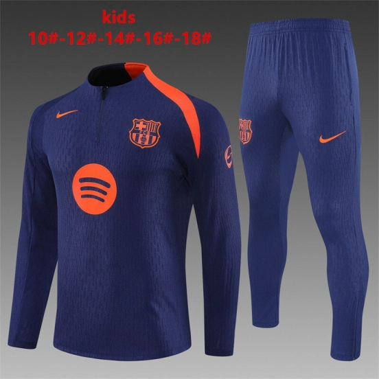 Player Version 25/26 Kids Barcelona Royal Blue T90 Half Zipper Jacket+Long Pants