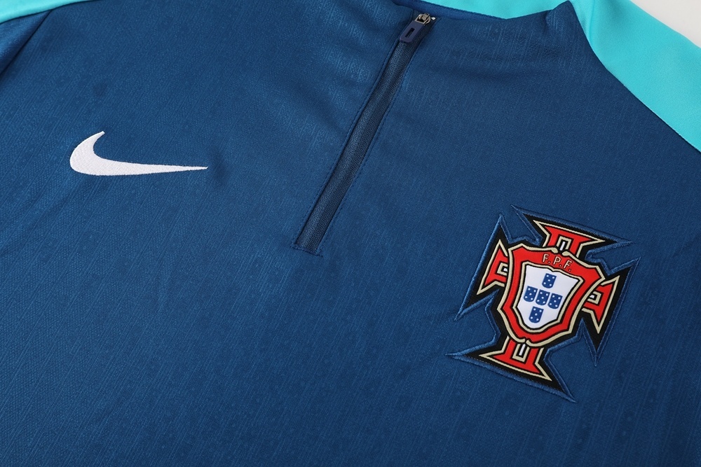 2025 Portugal Royal Blue Half Zipper Jacket+Long Pants