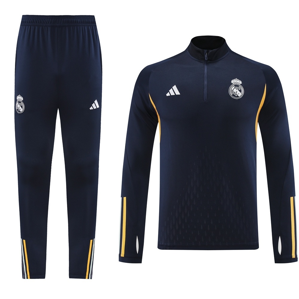 25/26 Real Madrid Royal Blue Half Zipper Jacket+Long Pants