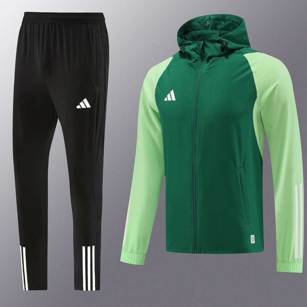 2025 Adidas Green Half Zipper Jacket+Long Pants S-2XL