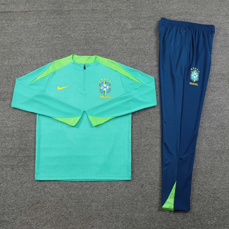2025 Brazil Lake Green Half Zipper Jacket+Long Pants