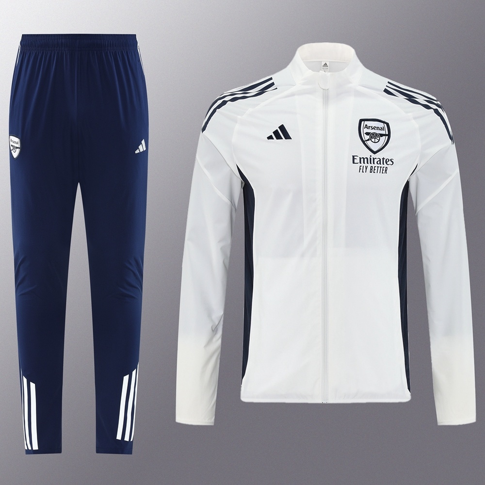 25/26 Arsenal White S-2XL Half Zipper Jacket+Long Pants