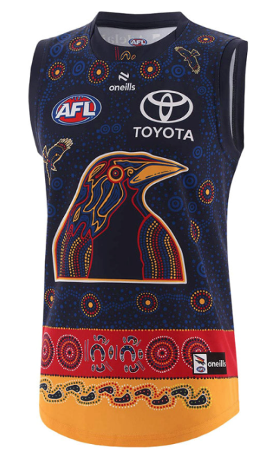 25/26 Adelaide Crows Navy with Indigenous Aboriginal Art Crow Design Guernsey
