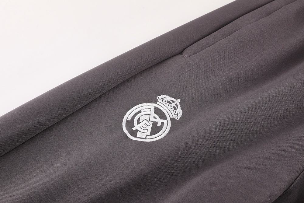 25/26 Real Madrid Light Grey Full Zipper Jacket+Long Pants