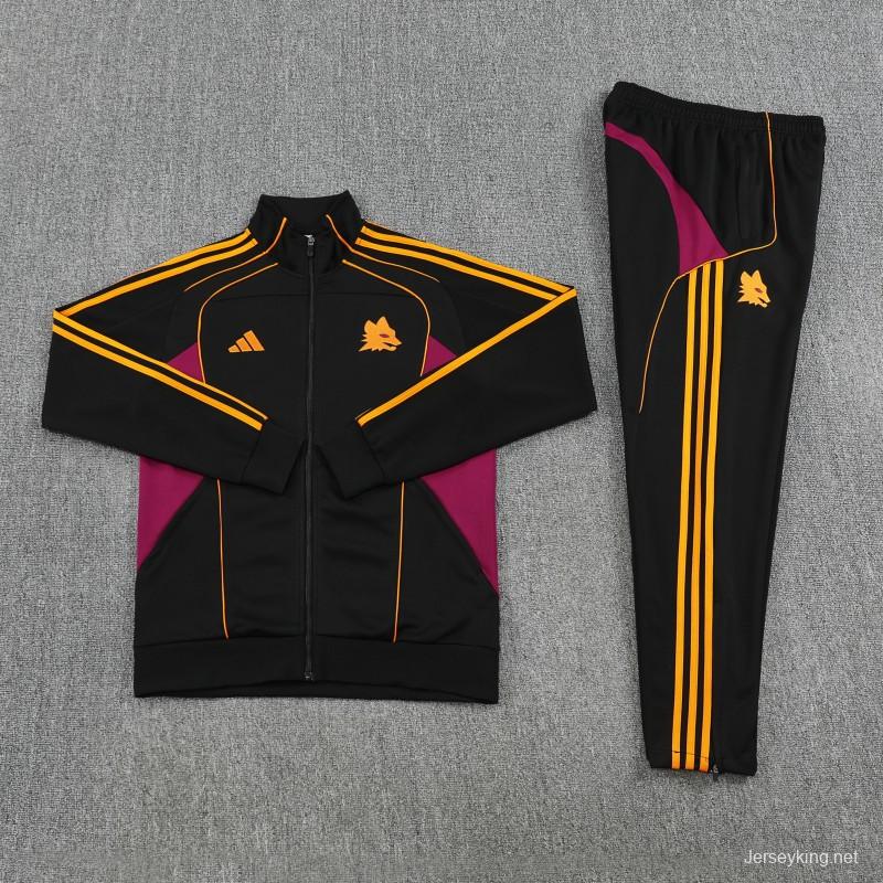 25/26 Roma Black Full Zipper Jacket+Long Pants