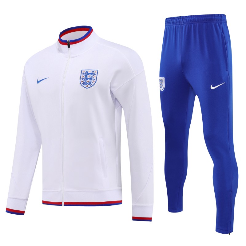 2026 England White FULL Zipper Jacket Tracksuit +Long Pants