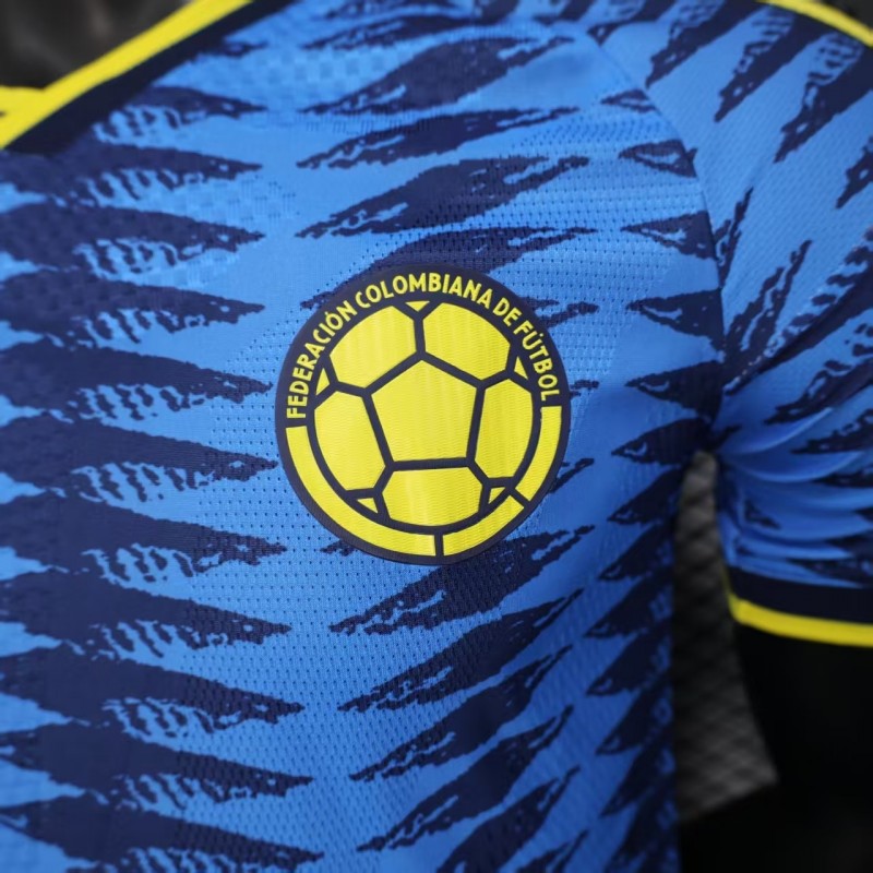Player Version 2026 Colombia Away Blue with Zigzag Wave Pattern Jersey