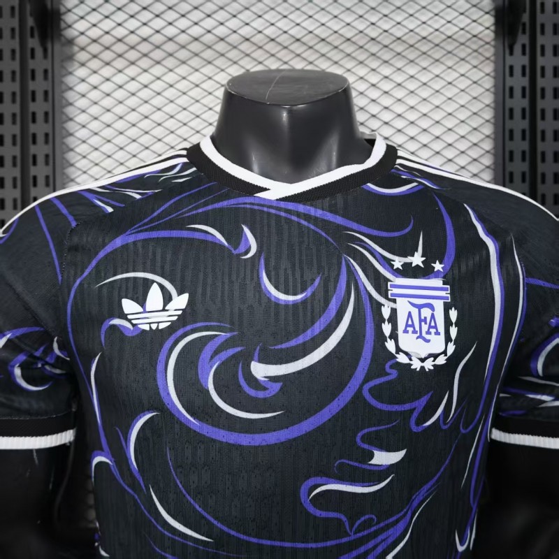 Player Version 2026 Argentina Third Black with Artistic Swirl Pattern Jersey