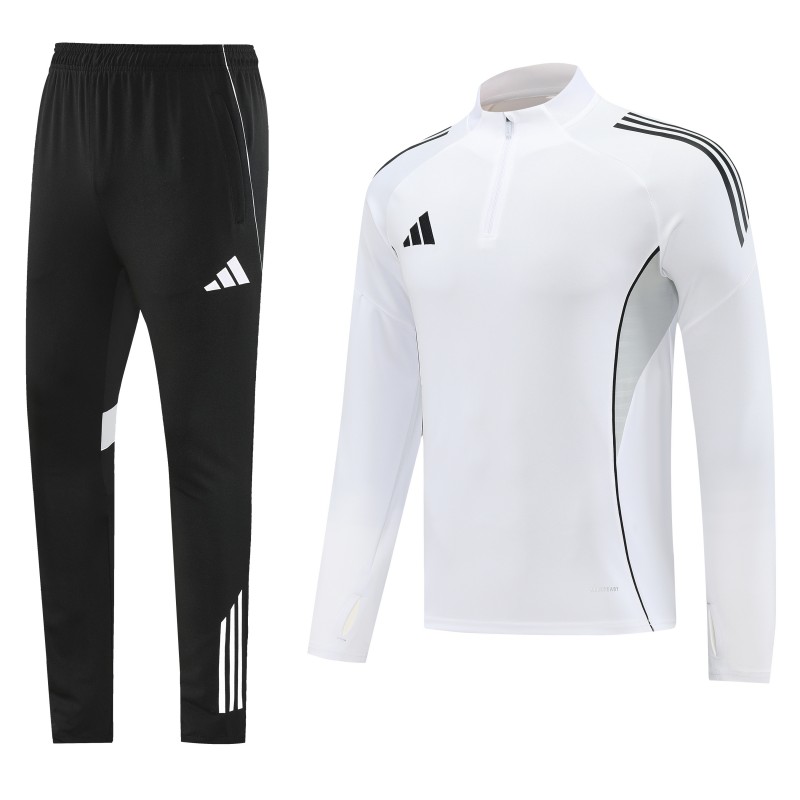 25/26  Adidas White Full zipper Jacket Tracksuit+ long pants