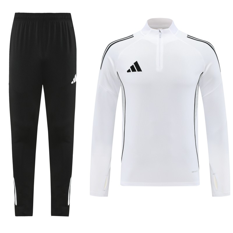 25/26  Adidas White Full zipper Jacket Tracksuit+ long pants